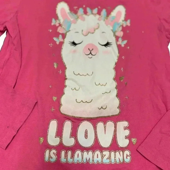 🌟 Children's Place Girls M Pink Llama Love Long Sleeve Graphic Tee 🌟 - Picture 3 of 4